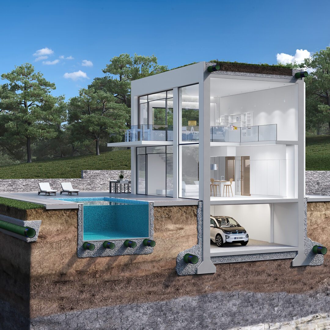 GEODRAIN PLUS doppelwandig strukturiertes perforiertes starres Rohr mit Geotextil