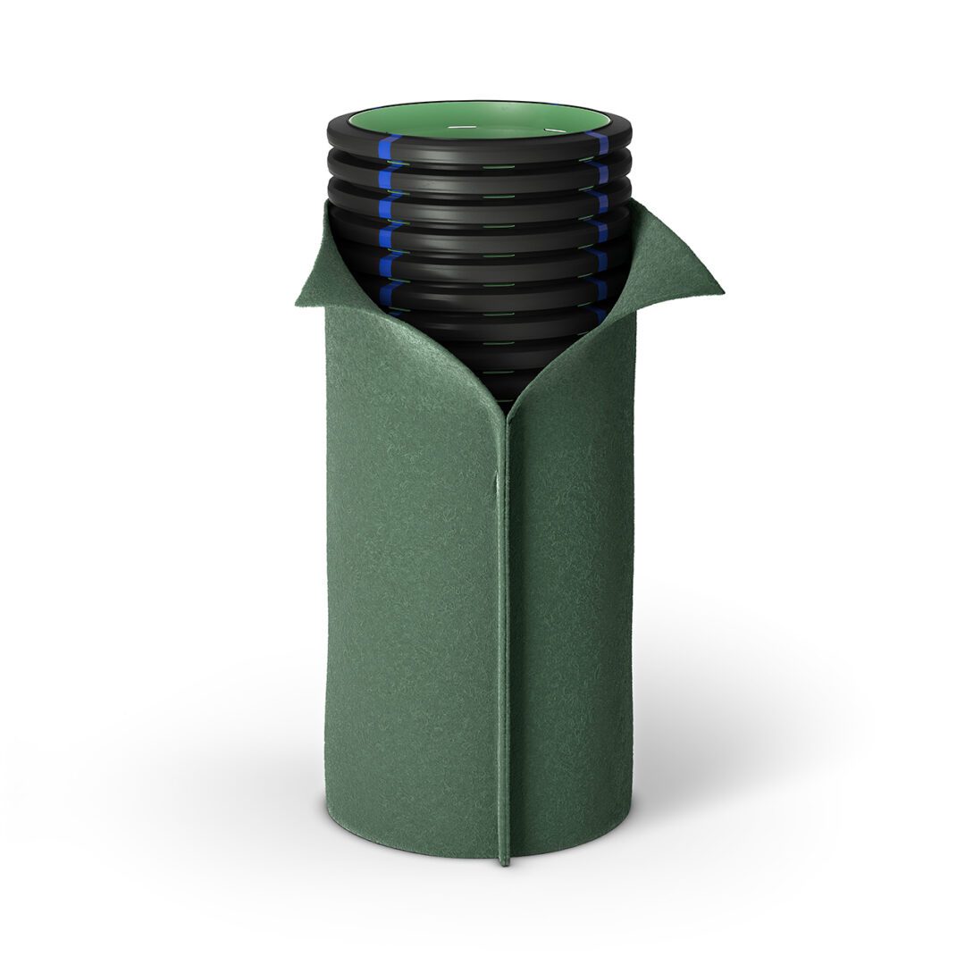 GEODRAIN PLUS doppelwandig strukturiertes perforiertes starres Rohr mit Geotextil